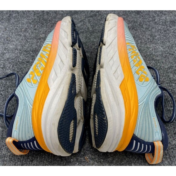 Womens Hoka Bondi 7 Running Shoes Blue Orange 1110519 BHBI Size 6.5 US Sneakers - Picture 9 of 12
